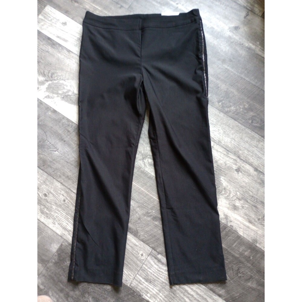 Chico's Women's 3R (16) Brigitte Beaded Side  Black Fashion Pants